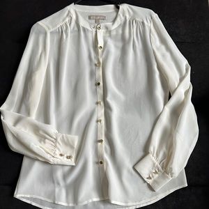 Banana Republic Cream Silk Blouse with gold buttons